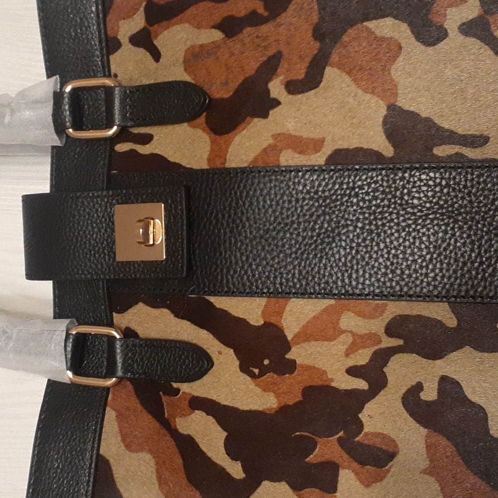 genuine Leather LA MAREY cow hair handbag.